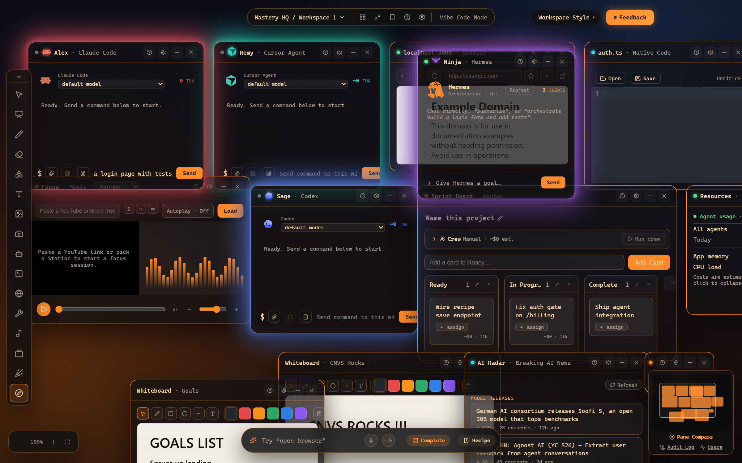 Typing a build task directly into the agent’s command box