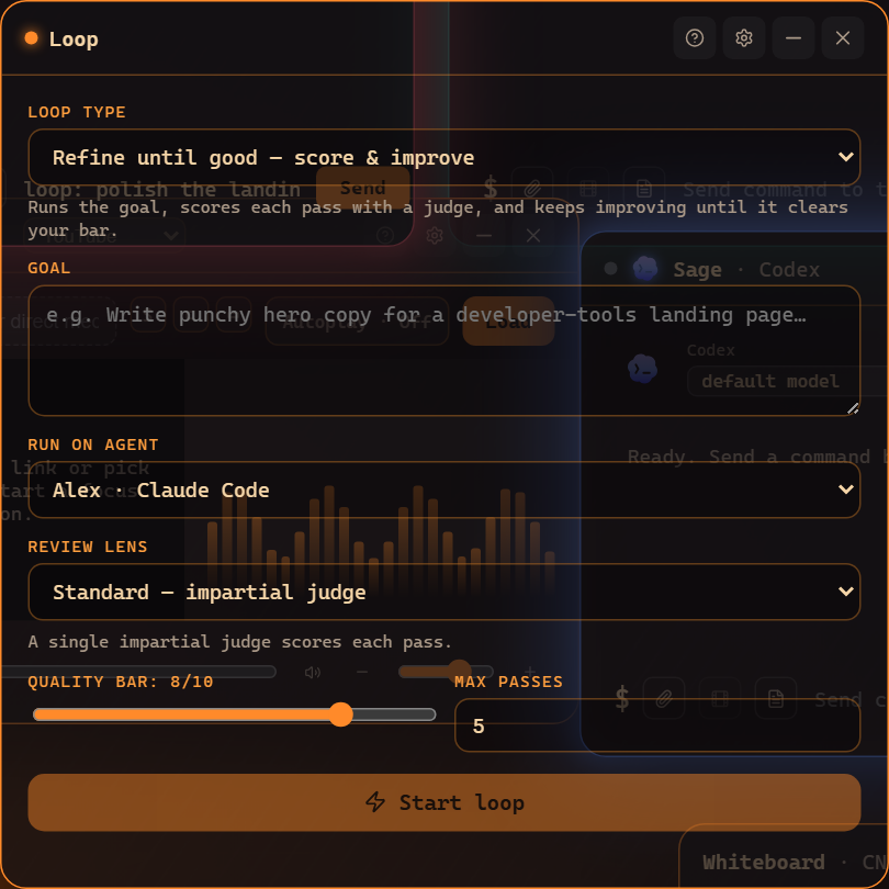 The Loop pane tracking passes and scores